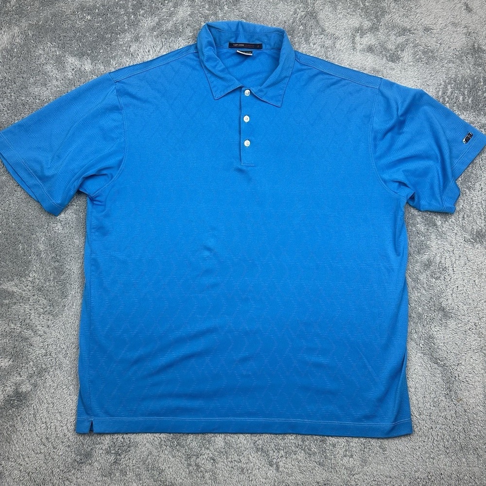 Tiger Woods Collection Polo Shirt Mens Large Blue Argyle Nike Dri-Fit  Golf Tee